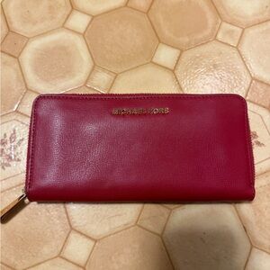 Michael Kors Cherry Red Leather Wallet